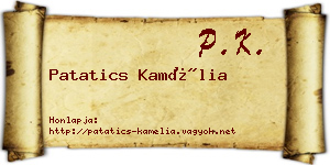 Patatics Kamélia névjegykártya